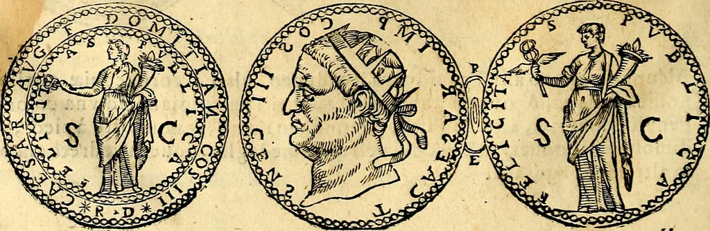 An illustration from Dialoghi di don Antonio Agostini archivescovo di Taracona, intorno alle medaglie, inscrittioni, & altre antichità, 1625, leaf 73