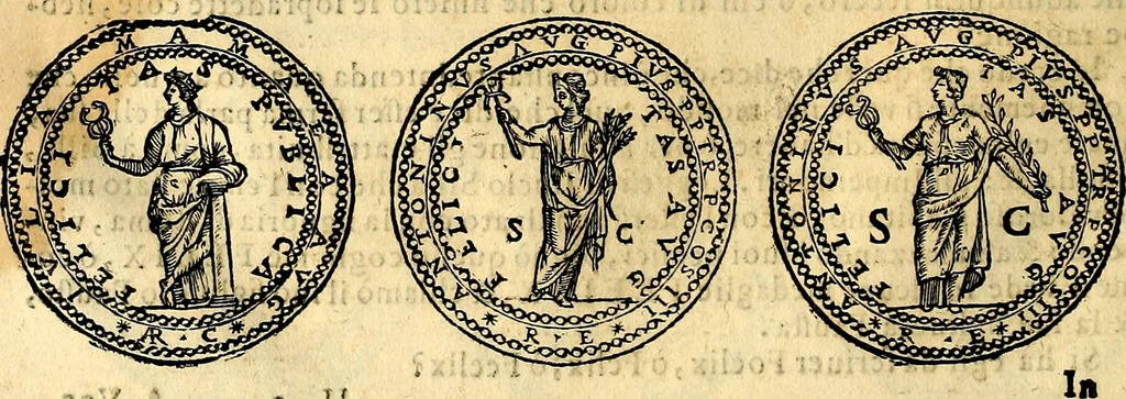 An illustration from Dialoghi di don Antonio Agostini archivescovo di Taracona, intorno alle medaglie, inscrittioni, & altre antichità, 1625, leaf 75
