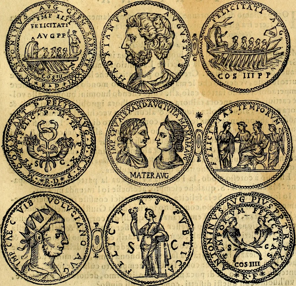 An illustration from Dialoghi di don Antonio Agostini archivescovo di Taracona, intorno alle medaglie, inscrittioni, & altre antichità, 1625, leaf 76
