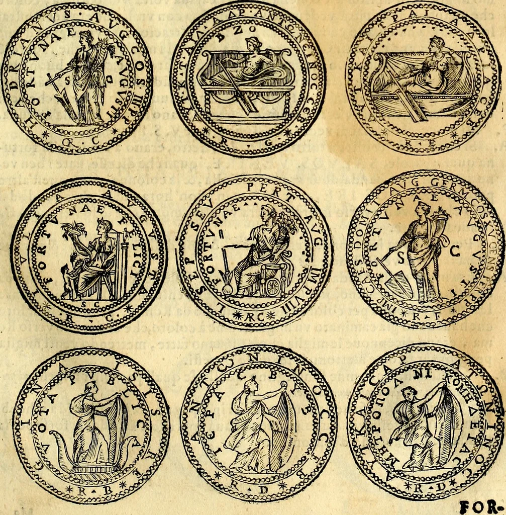 An illustration from Dialoghi di don Antonio Agostini archivescovo di Taracona, intorno alle medaglie, inscrittioni, & altre antichità, 1625, leaf 78