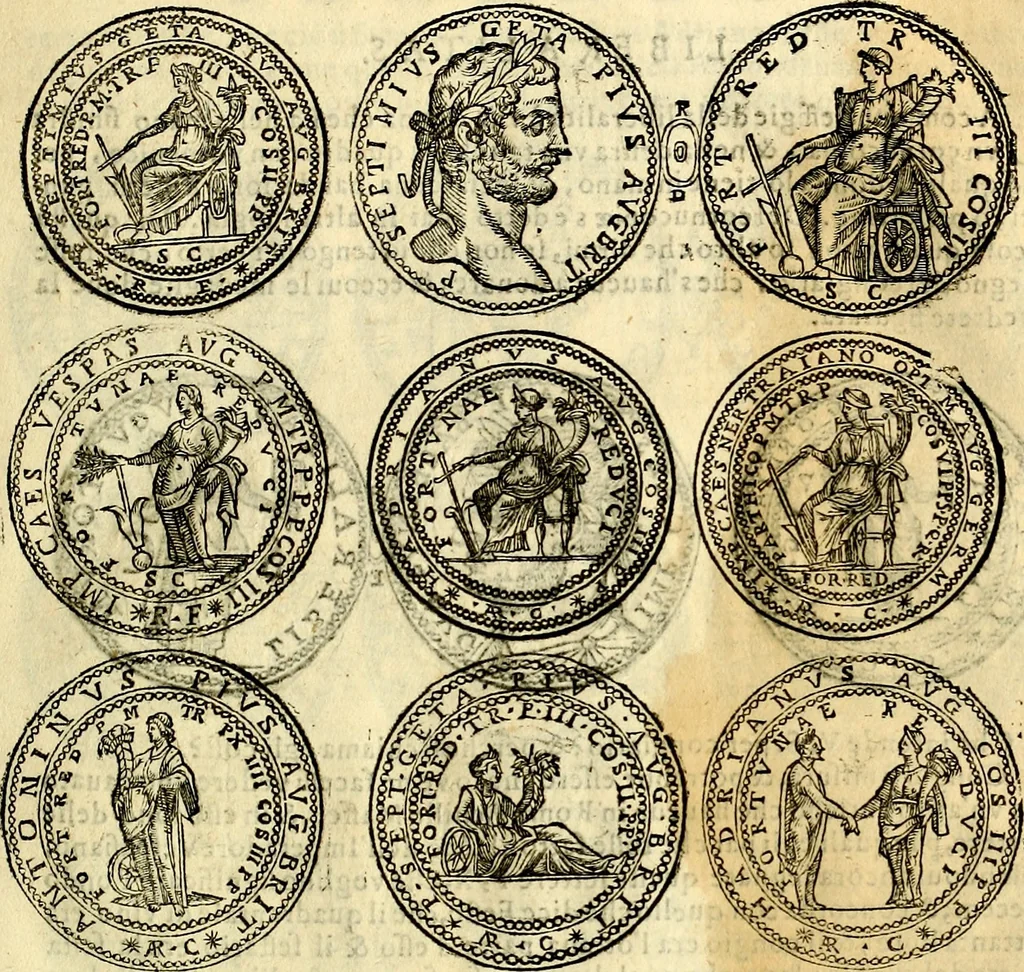 An illustration from Dialoghi di don Antonio Agostini archivescovo di Taracona, intorno alle medaglie, inscrittioni, & altre antichità, 1625, leaf 80
