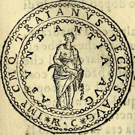 An illustration from Dialoghi di don Antonio Agostini archivescovo di Taracona, intorno alle medaglie, inscrittioni, & altre antichità, 1625, leaf 80