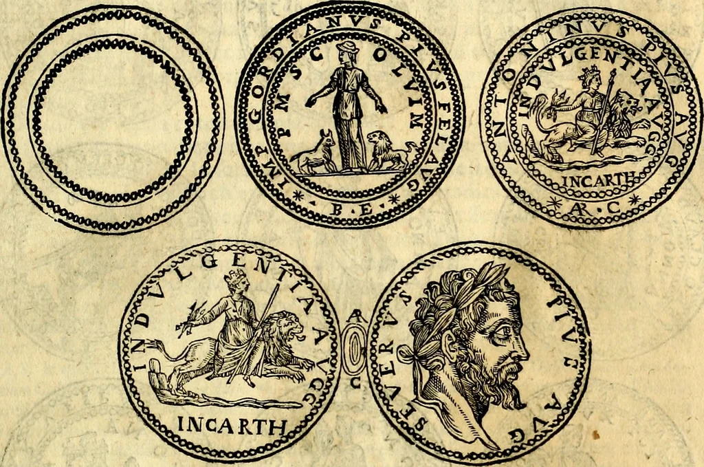 An illustration from Dialoghi di don Antonio Agostini archivescovo di Taracona, intorno alle medaglie, inscrittioni, & altre antichità, 1625, leaf 84
