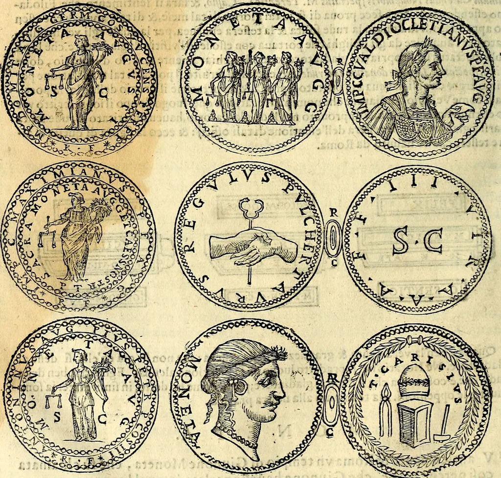 An illustration from Dialoghi di don Antonio Agostini archivescovo di Taracona, intorno alle medaglie, inscrittioni, & altre antichità, 1625, leaf 87