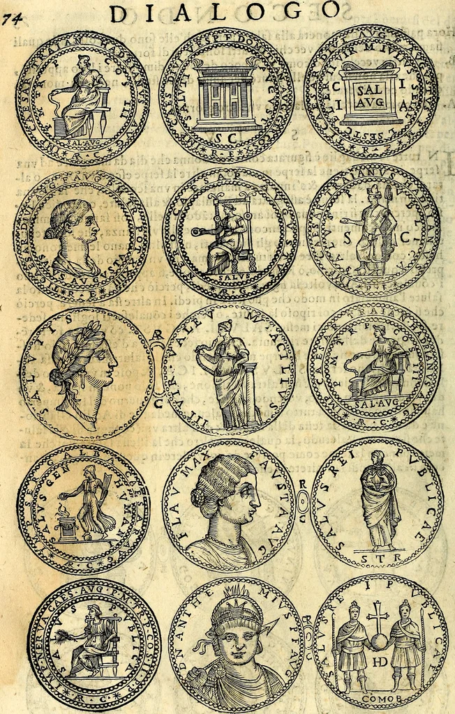 An illustration from Dialoghi di don Antonio Agostini archivescovo di Taracona, intorno alle medaglie, inscrittioni, & altre antichità, 1625, leaf 89