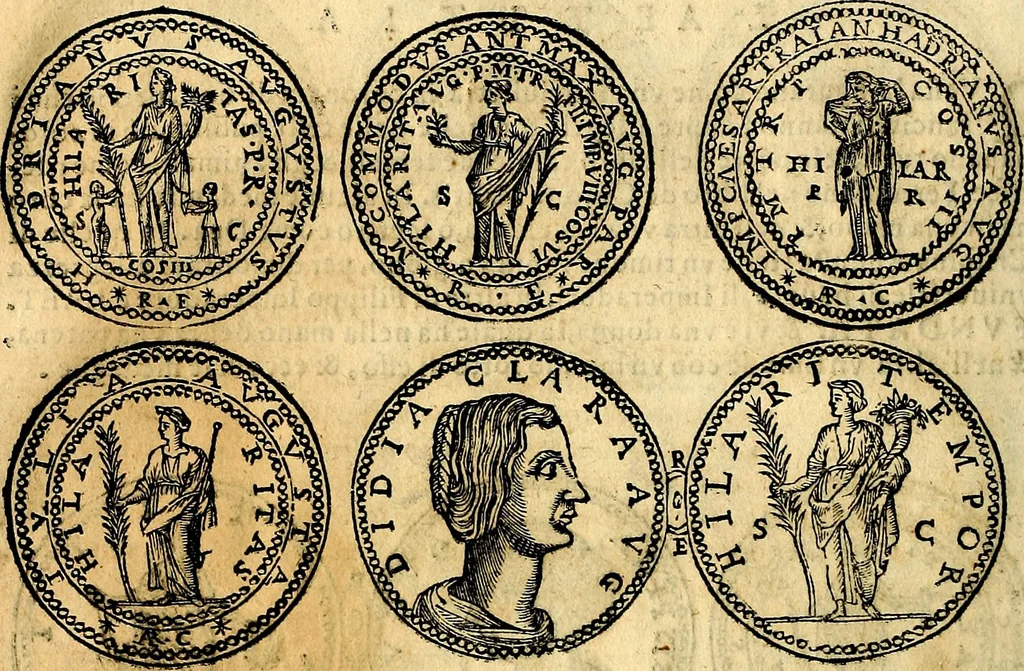 An illustration from Dialoghi di don Antonio Agostini archivescovo di Taracona, intorno alle medaglie, inscrittioni, & altre antichità, 1625, leaf 91