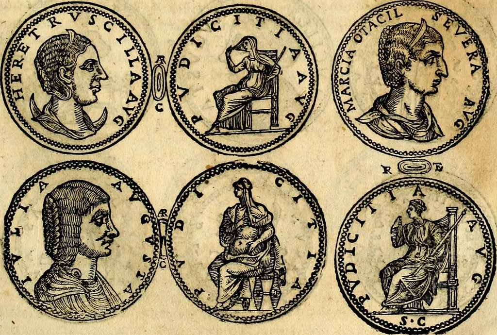An illustration from Dialoghi di don Antonio Agostini archivescovo di Taracona, intorno alle medaglie, inscrittioni, & altre antichità, 1625, leaf 92