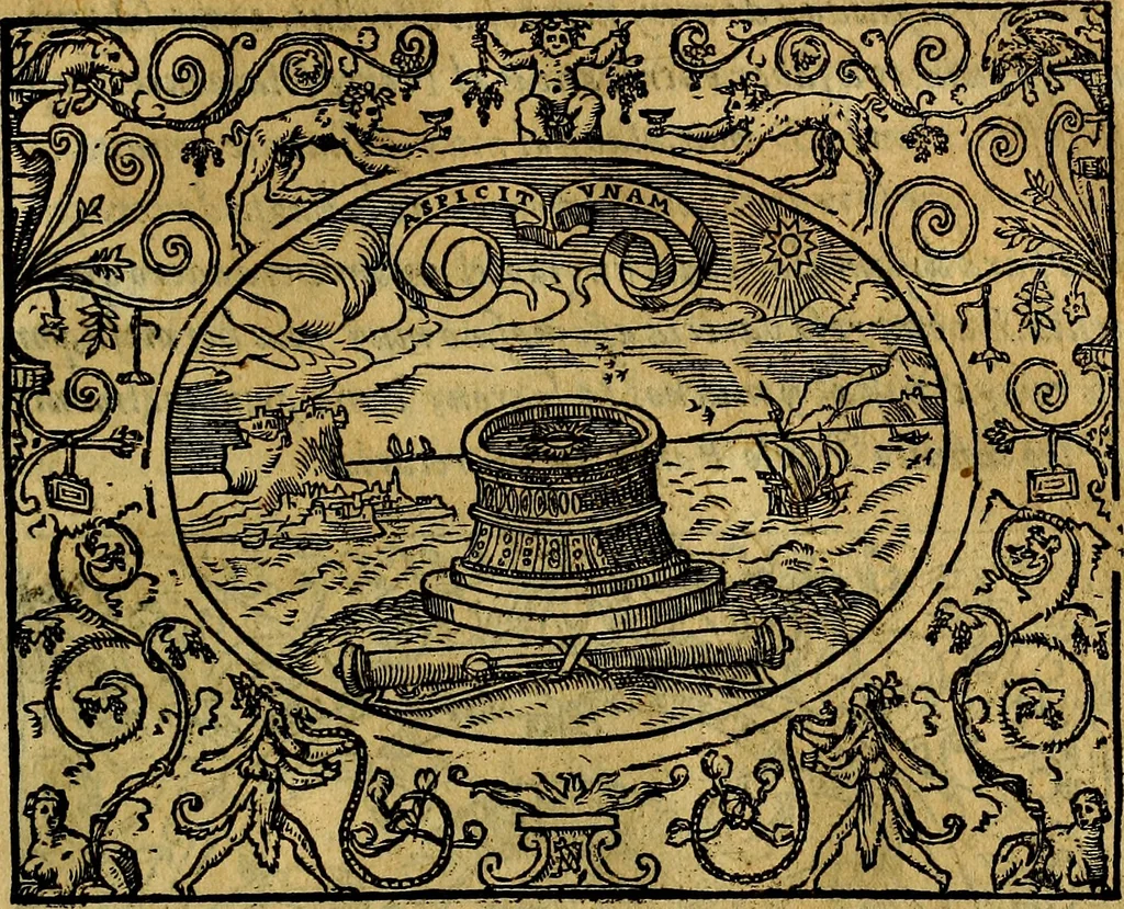 An illustration from Dialogo de las empresas militares, y amorosas, compuesto en lengua italiana, por el illvstre, y reverendissimo señor Paulo Iouio obispo de Nucera . En el qval se tracta de las devisas, armas, motes, o blasones de linages. Con vn razonemiento a esse proposito, del magnifico señot Ludouico Domeniqui. Todo nueuamente traduzido en romance castellano, por Alonso de Vlloa. Anadimos a esto las empresas heroicas, y morales, del señor Gabriel Symeon, 1561, leaf 102