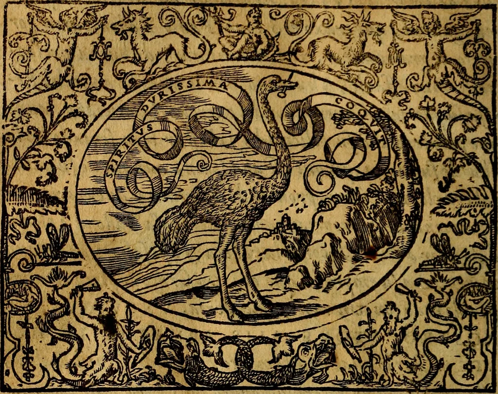 An illustration from Dialogo de las empresas militares, y amorosas, compuesto en lengua italiana, por el illvstre, y reverendissimo señor Paulo Iouio obispo de Nucera . En el qval se tracta de las devisas, armas, motes, o blasones de linages. Con vn razonemiento a esse proposito, del magnifico señot Ludouico Domeniqui. Todo nueuamente traduzido en romance castellano, por Alonso de Vlloa. Anadimos a esto las empresas heroicas, y morales, del señor Gabriel Symeon, 1561, leaf 105