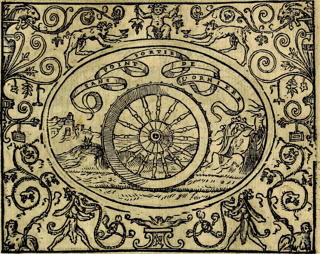 An illustration from Dialogo de las empresas militares, y amorosas, compuesto en lengua italiana, por el illvstre, y reverendissimo señor Paulo Iouio obispo de Nucera . En el qval se tracta de las devisas, armas, motes, o blasones de linages. Con vn razonemiento a esse proposito, del magnifico señot Ludouico Domeniqui. Todo nueuamente traduzido en romance castellano, por Alonso de Vlloa. Anadimos a esto las empresas heroicas, y morales, del señor Gabriel Symeon, 1561, leaf 112