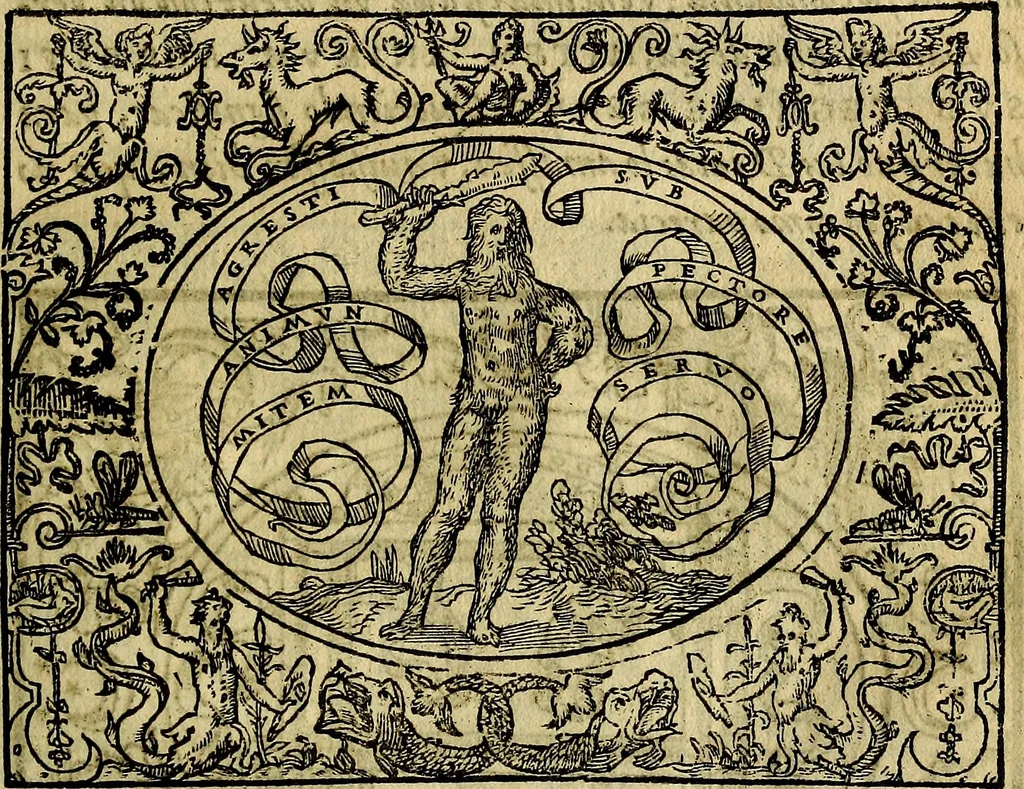An illustration from Dialogo de las empresas militares, y amorosas, compuesto en lengua italiana, por el illvstre, y reverendissimo señor Paulo Iouio obispo de Nucera . En el qval se tracta de las devisas, armas, motes, o blasones de linages. Con vn razonemiento a esse proposito, del magnifico señot Ludouico Domeniqui. Todo nueuamente traduzido en romance castellano, por Alonso de Vlloa. Anadimos a esto las empresas heroicas, y morales, del señor Gabriel Symeon, 1561, leaf 114