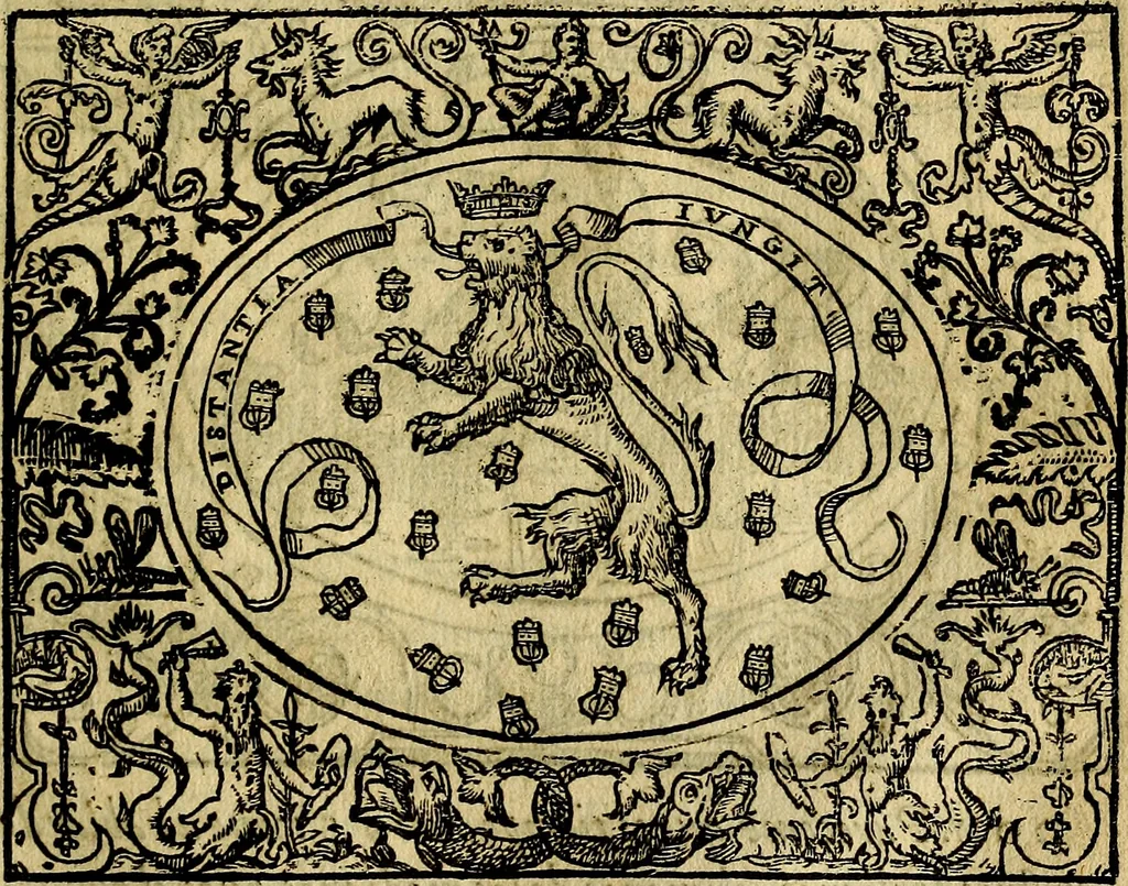 An illustration from Dialogo de las empresas militares, y amorosas, compuesto en lengua italiana, por el illvstre, y reverendissimo señor Paulo Iouio obispo de Nucera . En el qval se tracta de las devisas, armas, motes, o blasones de linages. Con vn razonemiento a esse proposito, del magnifico señot Ludouico Domeniqui. Todo nueuamente traduzido en romance castellano, por Alonso de Vlloa. Anadimos a esto las empresas heroicas, y morales, del señor Gabriel Symeon, 1561, leaf 116