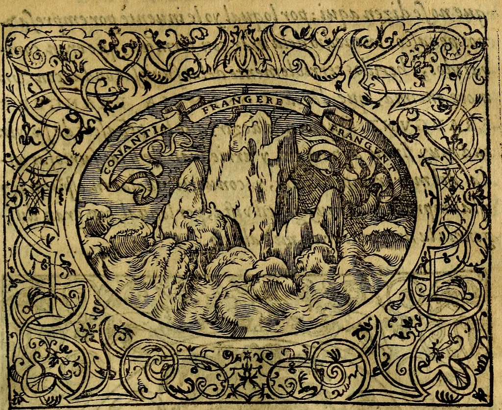 An illustration from Dialogo de las empresas militares, y amorosas, compuesto en lengua italiana, por el illvstre, y reverendissimo señor Paulo Iouio obispo de Nucera . En el qval se tracta de las devisas, armas, motes, o blasones de linages. Con vn razonemiento a esse proposito, del magnifico señot Ludouico Domeniqui. Todo nueuamente traduzido en romance castellano, por Alonso de Vlloa. Anadimos a esto las empresas heroicas, y morales, del señor Gabriel Symeon, 1561, leaf 124