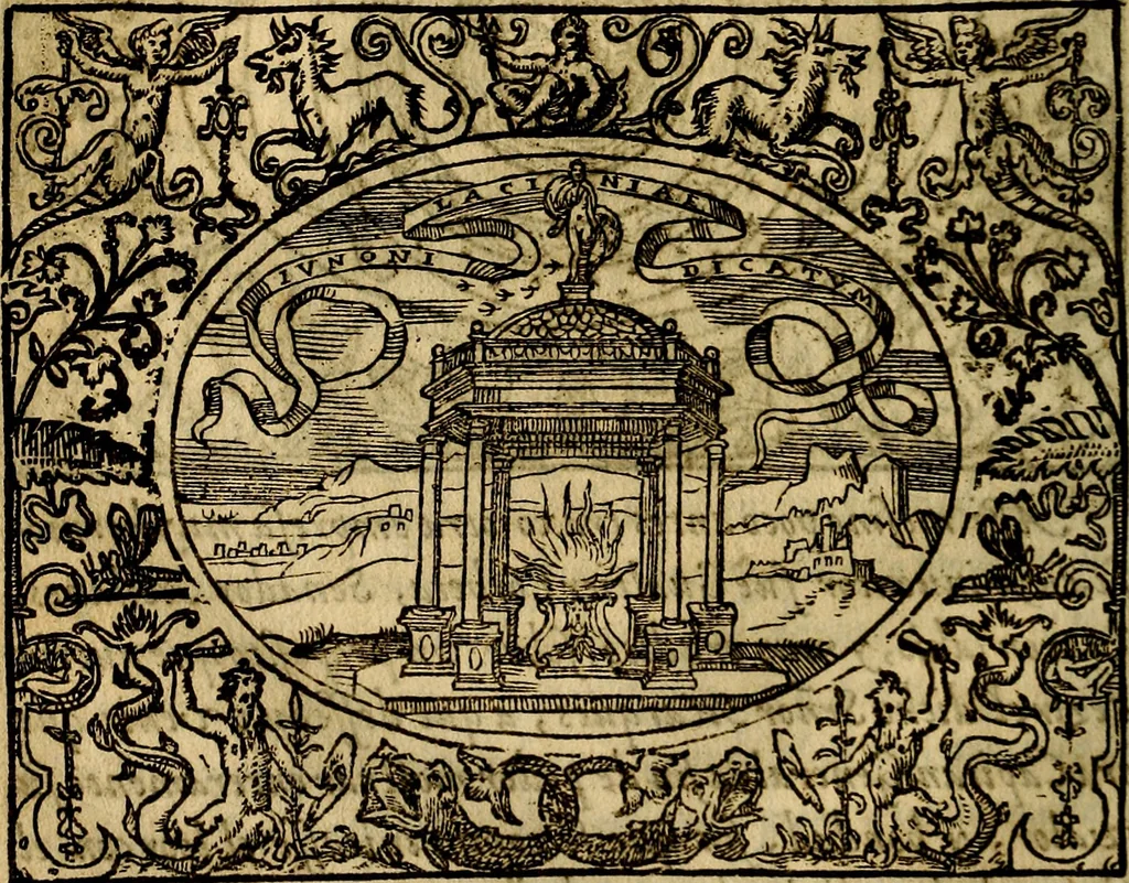 An illustration from Dialogo de las empresas militares, y amorosas, compuesto en lengua italiana, por el illvstre, y reverendissimo señor Paulo Iouio obispo de Nucera . En el qval se tracta de las devisas, armas, motes, o blasones de linages. Con vn razonemiento a esse proposito, del magnifico señot Ludouico Domeniqui. Todo nueuamente traduzido en romance castellano, por Alonso de Vlloa. Anadimos a esto las empresas heroicas, y morales, del señor Gabriel Symeon, 1561, leaf 131