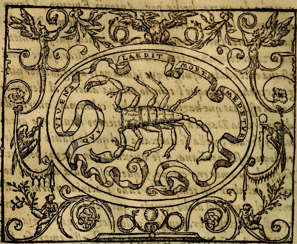 An illustration from Dialogo de las empresas militares, y amorosas, compuesto en lengua italiana, por el illvstre, y reverendissimo señor Paulo Iouio obispo de Nucera . En el qval se tracta de las devisas, armas, motes, o blasones de linages. Con vn razonemiento a esse proposito, del magnifico señot Ludouico Domeniqui. Todo nueuamente traduzido en romance castellano, por Alonso de Vlloa. Anadimos a esto las empresas heroicas, y morales, del señor Gabriel Symeon, 1561, leaf 133