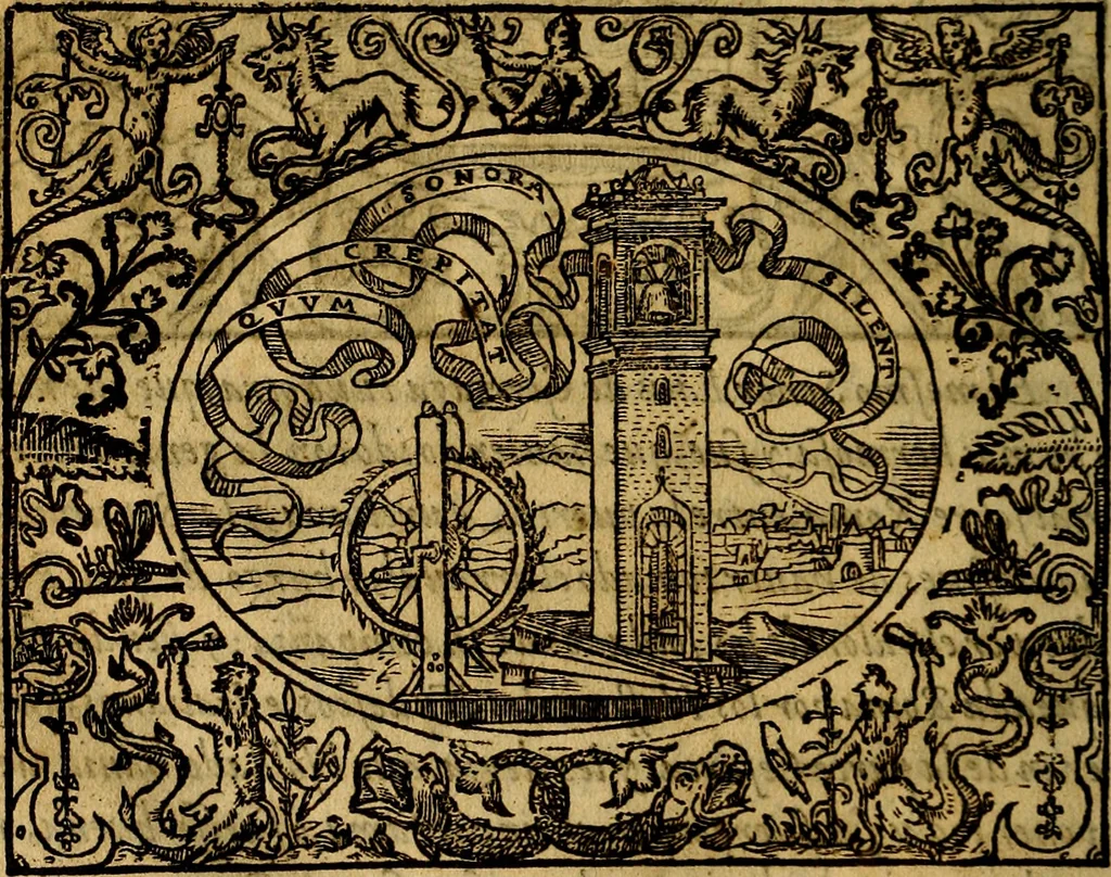 An illustration from Dialogo de las empresas militares, y amorosas, compuesto en lengua italiana, por el illvstre, y reverendissimo señor Paulo Iouio obispo de Nucera . En el qval se tracta de las devisas, armas, motes, o blasones de linages. Con vn razonemiento a esse proposito, del magnifico señot Ludouico Domeniqui. Todo nueuamente traduzido en romance castellano, por Alonso de Vlloa. Anadimos a esto las empresas heroicas, y morales, del señor Gabriel Symeon, 1561, leaf 135
