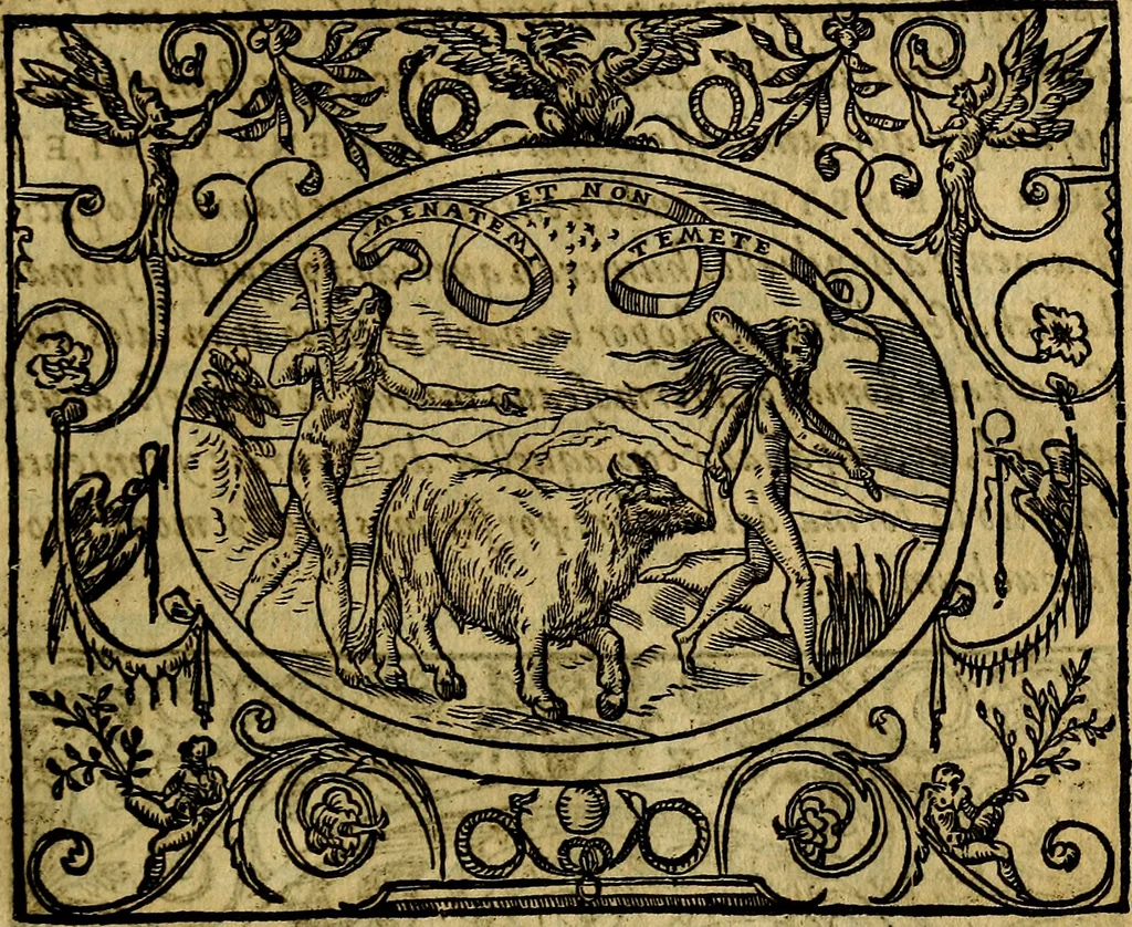 An illustration from Dialogo de las empresas militares, y amorosas, compuesto en lengua italiana, por el illvstre, y reverendissimo señor Paulo Iouio obispo de Nucera . En el qval se tracta de las devisas, armas, motes, o blasones de linages. Con vn razonemiento a esse proposito, del magnifico señot Ludouico Domeniqui. Todo nueuamente traduzido en romance castellano, por Alonso de Vlloa. Anadimos a esto las empresas heroicas, y morales, del señor Gabriel Symeon, 1561, leaf 138