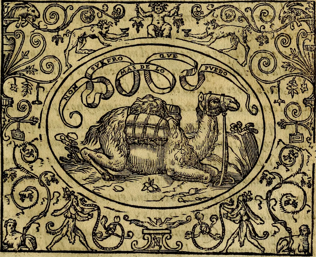 An illustration from Dialogo de las empresas militares, y amorosas, compuesto en lengua italiana, por el illvstre, y reverendissimo señor Paulo Iouio obispo de Nucera . En el qval se tracta de las devisas, armas, motes, o blasones de linages. Con vn razonemiento a esse proposito, del magnifico señot Ludouico Domeniqui. Todo nueuamente traduzido en romance castellano, por Alonso de Vlloa. Anadimos a esto las empresas heroicas, y morales, del señor Gabriel Symeon, 1561, leaf 142