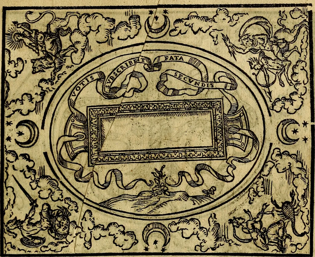 An illustration from Dialogo de las empresas militares, y amorosas, compuesto en lengua italiana, por el illvstre, y reverendissimo señor Paulo Iouio obispo de Nucera . En el qval se tracta de las devisas, armas, motes, o blasones de linages. Con vn razonemiento a esse proposito, del magnifico señot Ludouico Domeniqui. Todo nueuamente traduzido en romance castellano, por Alonso de Vlloa. Anadimos a esto las empresas heroicas, y morales, del señor Gabriel Symeon, 1561, leaf 146