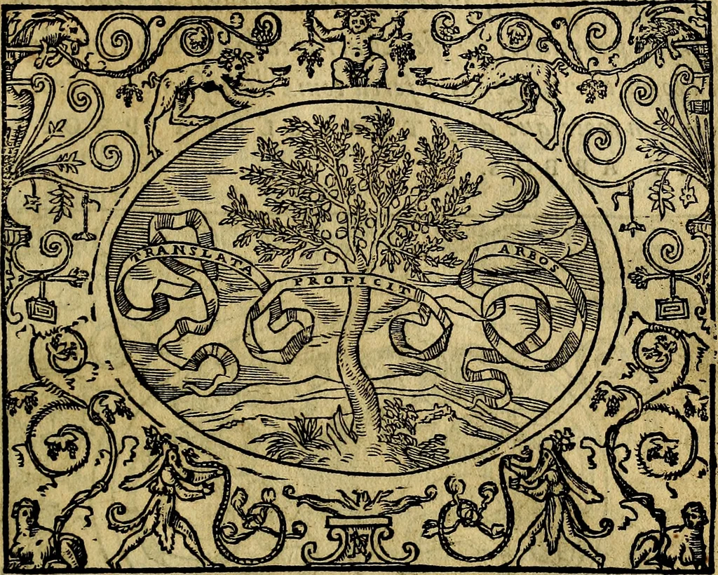 An illustration from Dialogo de las empresas militares, y amorosas, compuesto en lengua italiana, por el illvstre, y reverendissimo señor Paulo Iouio obispo de Nucera . En el qval se tracta de las devisas, armas, motes, o blasones de linages. Con vn razonemiento a esse proposito, del magnifico señot Ludouico Domeniqui. Todo nueuamente traduzido en romance castellano, por Alonso de Vlloa. Anadimos a esto las empresas heroicas, y morales, del señor Gabriel Symeon, 1561, leaf 168