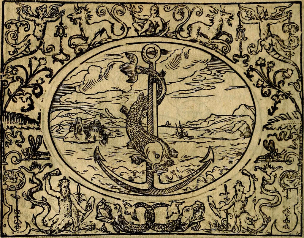 An illustration from Dialogo de las empresas militares, y amorosas, compuesto en lengua italiana, por el illvstre, y reverendissimo señor Paulo Iouio obispo de Nucera . En el qval se tracta de las devisas, armas, motes, o blasones de linages. Con vn razonemiento a esse proposito, del magnifico señot Ludouico Domeniqui. Todo nueuamente traduzido en romance castellano, por Alonso de Vlloa. Anadimos a esto las empresas heroicas, y morales, del señor Gabriel Symeon, 1561, leaf 249