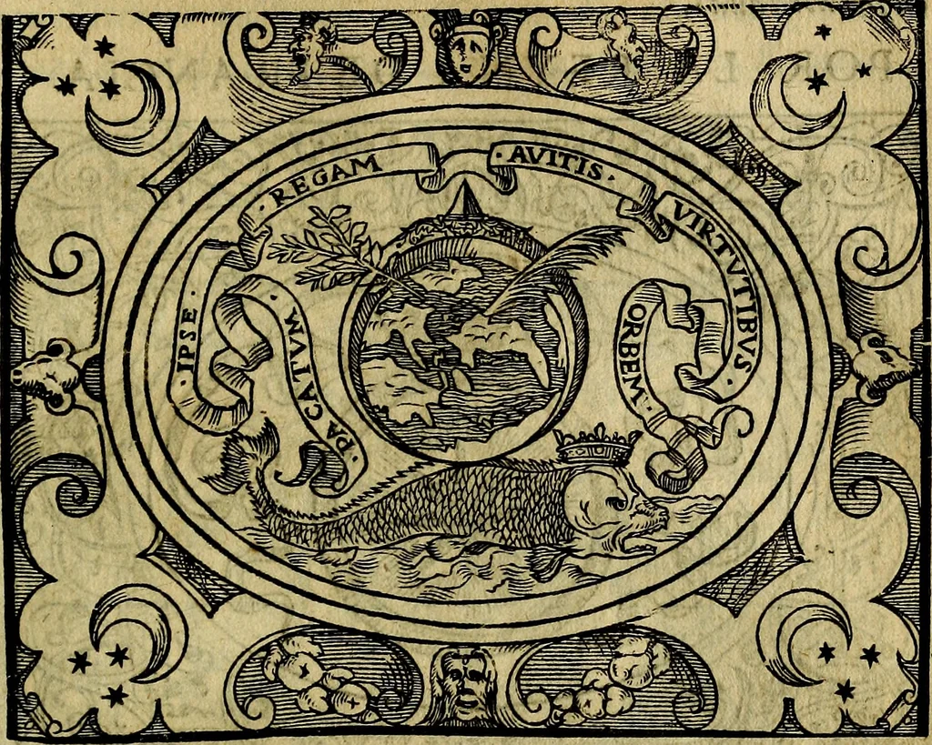 An illustration from Dialogo de las empresas militares, y amorosas, compuesto en lengua italiana, por el illvstre, y reverendissimo señor Paulo Iouio obispo de Nucera . En el qval se tracta de las devisas, armas, motes, o blasones de linages. Con vn razonemiento a esse proposito, del magnifico señot Ludouico Domeniqui. Todo nueuamente traduzido en romance castellano, por Alonso de Vlloa. Anadimos a esto las empresas heroicas, y morales, del señor Gabriel Symeon, 1561, leaf 250