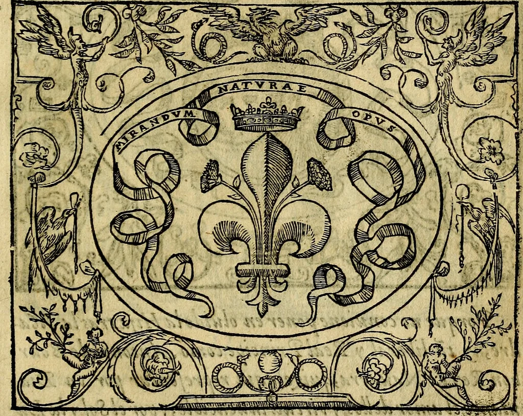 An illustration from Dialogo de las empresas militares, y amorosas, compuesto en lengua italiana, por el illvstre, y reverendissimo señor Paulo Iouio obispo de Nucera . En el qval se tracta de las devisas, armas, motes, o blasones de linages. Con vn razonemiento a esse proposito, del magnifico señot Ludouico Domeniqui. Todo nueuamente traduzido en romance castellano, por Alonso de Vlloa. Anadimos a esto las empresas heroicas, y morales, del señor Gabriel Symeon, 1561, leaf 252