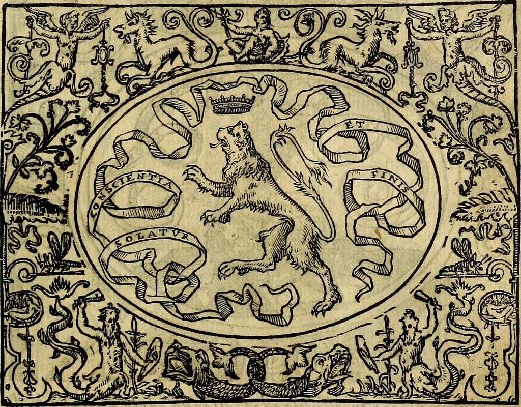 An illustration from Dialogo de las empresas militares, y amorosas, compuesto en lengua italiana, por el illvstre, y reverendissimo señor Paulo Iouio obispo de Nucera . En el qval se tracta de las devisas, armas, motes, o blasones de linages. Con vn razonemiento a esse proposito, del magnifico señot Ludouico Domeniqui. Todo nueuamente traduzido en romance castellano, por Alonso de Vlloa. Anadimos a esto las empresas heroicas, y morales, del señor Gabriel Symeon, 1561, leaf 258