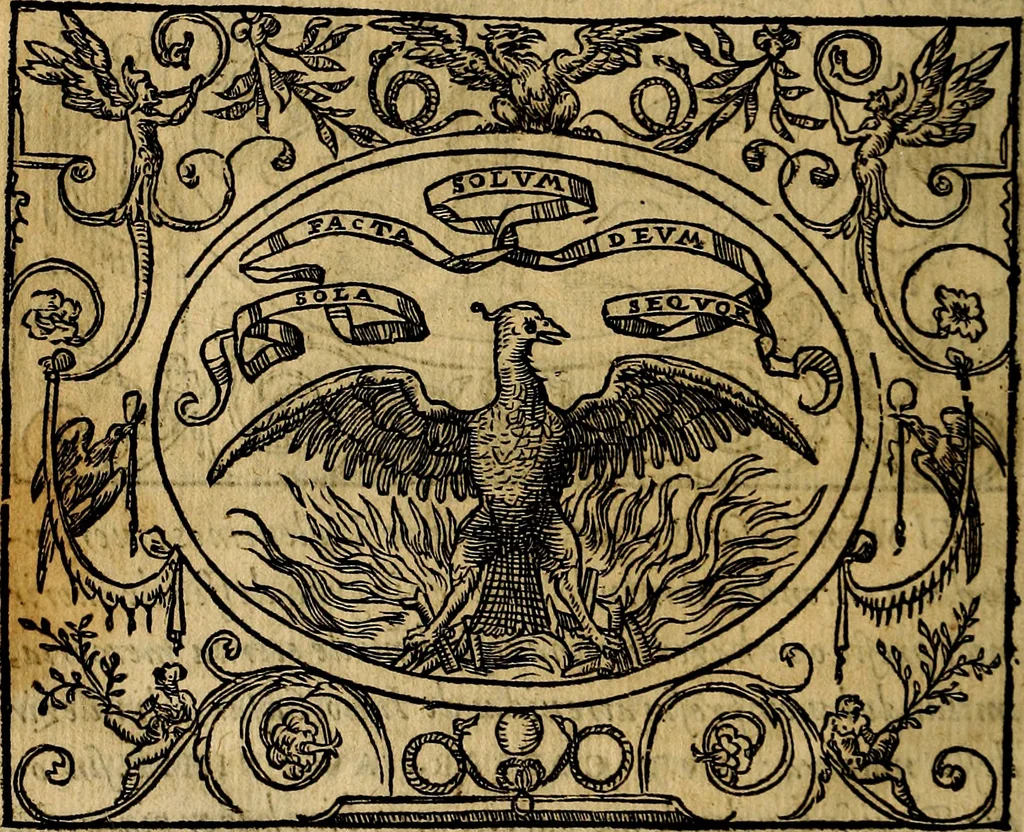 An illustration from Dialogo de las empresas militares, y amorosas, compuesto en lengua italiana, por el illvstre, y reverendissimo señor Paulo Iouio obispo de Nucera . En el qval se tracta de las devisas, armas, motes, o blasones de linages. Con vn razonemiento a esse proposito, del magnifico señot Ludouico Domeniqui. Todo nueuamente traduzido en romance castellano, por Alonso de Vlloa. Anadimos a esto las empresas heroicas, y morales, del señor Gabriel Symeon, 1561, leaf 267
