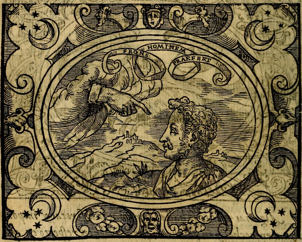 An illustration from Dialogo de las empresas militares, y amorosas, compuesto en lengua italiana, por el illvstre, y reverendissimo señor Paulo Iouio obispo de Nucera . En el qval se tracta de las devisas, armas, motes, o blasones de linages. Con vn razonemiento a esse proposito, del magnifico señot Ludouico Domeniqui. Todo nueuamente traduzido en romance castellano, por Alonso de Vlloa. Anadimos a esto las empresas heroicas, y morales, del señor Gabriel Symeon, 1561, leaf 275