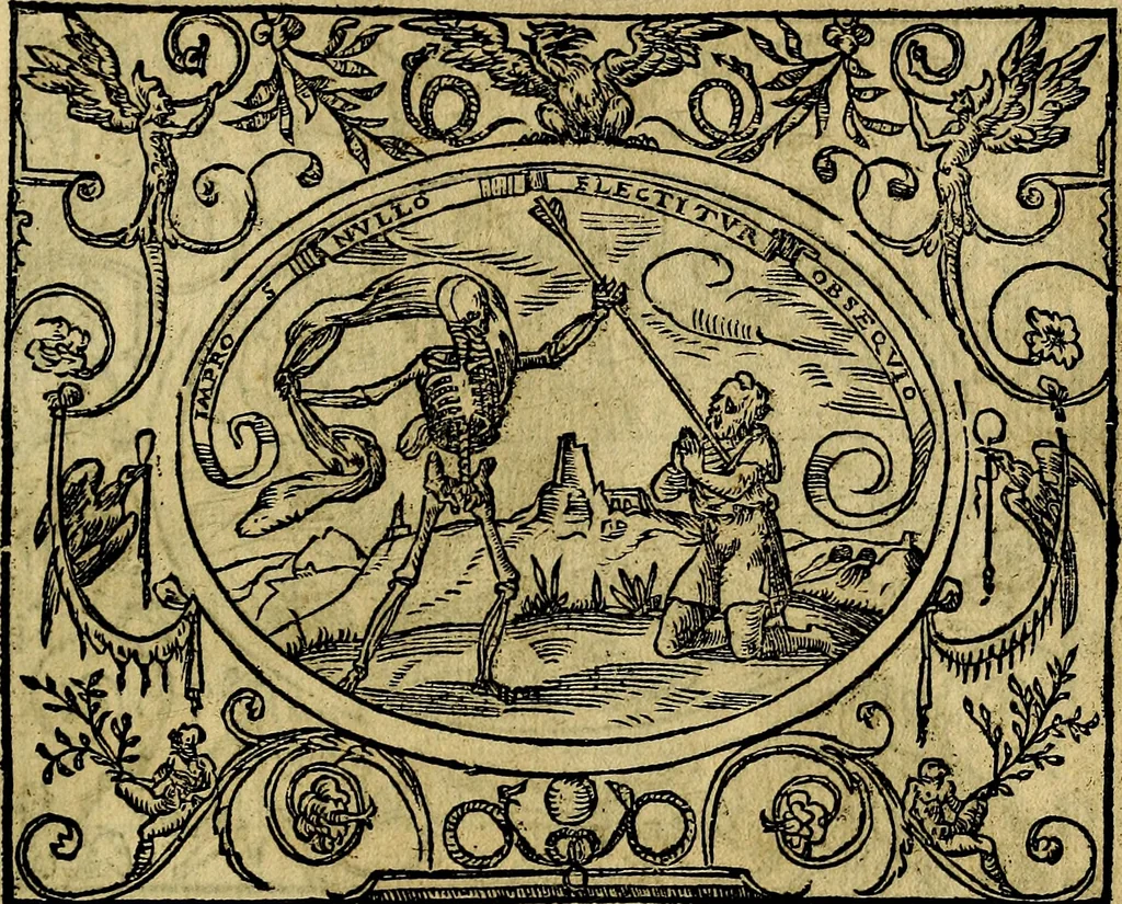 An illustration from Dialogo de las empresas militares, y amorosas, compuesto en lengua italiana, por el illvstre, y reverendissimo señor Paulo Iouio obispo de Nucera . En el qval se tracta de las devisas, armas, motes, o blasones de linages. Con vn razonemiento a esse proposito, del magnifico señot Ludouico Domeniqui. Todo nueuamente traduzido en romance castellano, por Alonso de Vlloa. Anadimos a esto las empresas heroicas, y morales, del señor Gabriel Symeon, 1561, leaf 278