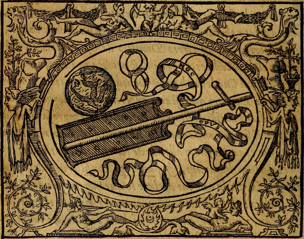 An illustration from Dialogo de las empresas militares, y amorosas, compuesto en lengua italiana, por el illvstre, y reverendissimo señor Paulo Iouio obispo de Nucera . En el qval se tracta de las devisas, armas, motes, o blasones de linages. Con vn razonemiento a esse proposito, del magnifico señot Ludouico Domeniqui. Todo nueuamente traduzido en romance castellano, por Alonso de Vlloa. Anadimos a esto las empresas heroicas, y morales, del señor Gabriel Symeon, 1561, leaf 33