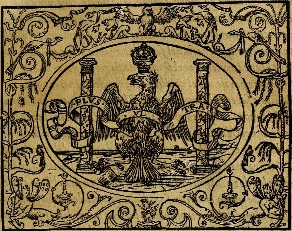 An illustration from Dialogo de las empresas militares, y amorosas, compuesto en lengua italiana, por el illvstre, y reverendissimo señor Paulo Iouio obispo de Nucera . En el qval se tracta de las devisas, armas, motes, o blasones de linages. Con vn razonemiento a esse proposito, del magnifico señot Ludouico Domeniqui. Todo nueuamente traduzido en romance castellano, por Alonso de Vlloa. Anadimos a esto las empresas heroicas, y morales, del señor Gabriel Symeon, 1561, leaf 34