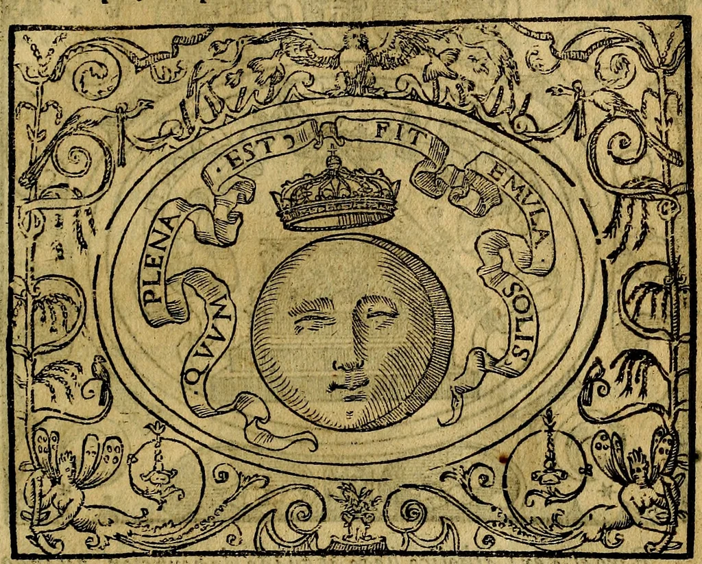 An illustration from Dialogo de las empresas militares, y amorosas, compuesto en lengua italiana, por el illvstre, y reverendissimo señor Paulo Iouio obispo de Nucera . En el qval se tracta de las devisas, armas, motes, o blasones de linages. Con vn razonemiento a esse proposito, del magnifico señot Ludouico Domeniqui. Todo nueuamente traduzido en romance castellano, por Alonso de Vlloa. Anadimos a esto las empresas heroicas, y morales, del señor Gabriel Symeon, 1561, leaf 44