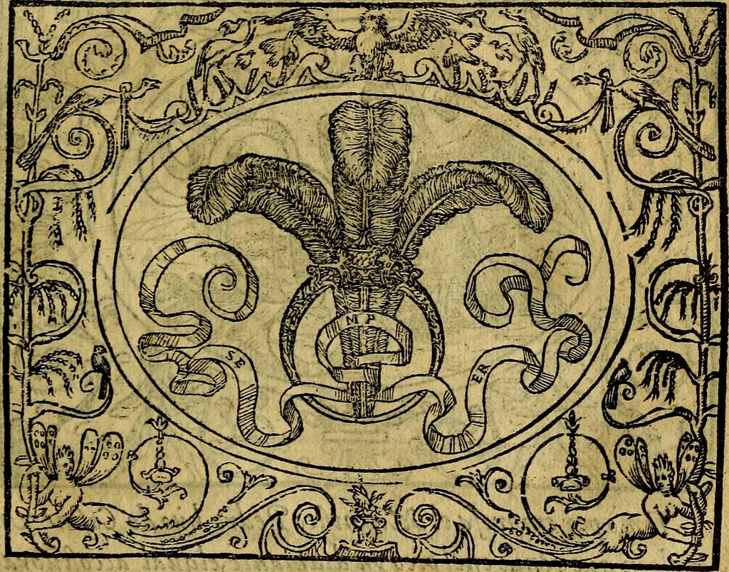 An illustration from Dialogo de las empresas militares, y amorosas, compuesto en lengua italiana, por el illvstre, y reverendissimo señor Paulo Iouio obispo de Nucera . En el qval se tracta de las devisas, armas, motes, o blasones de linages. Con vn razonemiento a esse proposito, del magnifico señot Ludouico Domeniqui. Todo nueuamente traduzido en romance castellano, por Alonso de Vlloa. Anadimos a esto las empresas heroicas, y morales, del señor Gabriel Symeon, 1561, leaf 60