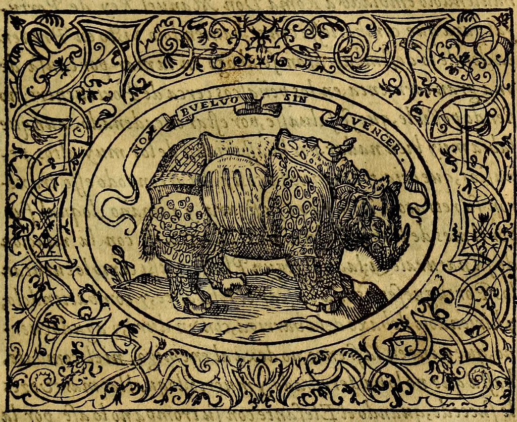 An illustration from Dialogo de las empresas militares, y amorosas, compuesto en lengua italiana, por el illvstre, y reverendissimo señor Paulo Iouio obispo de Nucera . En el qval se tracta de las devisas, armas, motes, o blasones de linages. Con vn razonemiento a esse proposito, del magnifico señot Ludouico Domeniqui. Todo nueuamente traduzido en romance castellano, por Alonso de Vlloa. Anadimos a esto las empresas heroicas, y morales, del señor Gabriel Symeon, 1561, leaf 68
