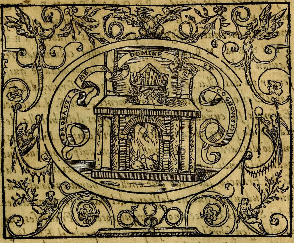 An illustration from Dialogo de las empresas militares, y amorosas, compuesto en lengua italiana, por el illvstre, y reverendissimo señor Paulo Iouio obispo de Nucera . En el qval se tracta de las devisas, armas, motes, o blasones de linages. Con vn razonemiento a esse proposito, del magnifico señot Ludouico Domeniqui. Todo nueuamente traduzido en romance castellano, por Alonso de Vlloa. Anadimos a esto las empresas heroicas, y morales, del señor Gabriel Symeon, 1561, leaf 90