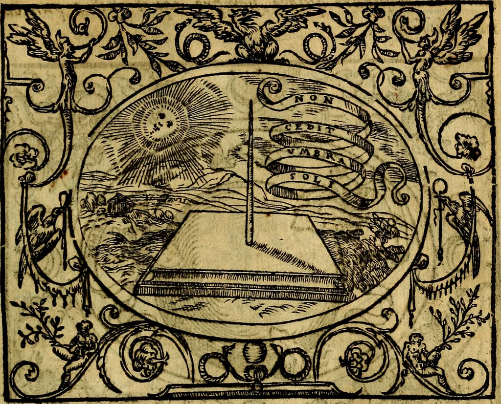 An illustration from Dialogo de las empresas militares, y amorosas, compuesto en lengua italiana, por el illvstre, y reverendissimo señor Paulo Iouio obispo de Nucera . En el qval se tracta de las devisas, armas, motes, o blasones de linages. Con vn razonemiento a esse proposito, del magnifico señot Ludouico Domeniqui. Todo nueuamente traduzido en romance castellano, por Alonso de Vlloa. Anadimos a esto las empresas heroicas, y morales, del señor Gabriel Symeon, 1561, leaf 92