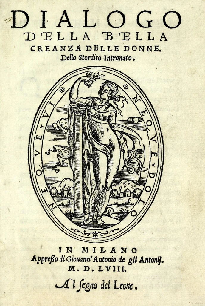 An illustration from Dialogo della bella creanza delle donne, 1558, leaf 5