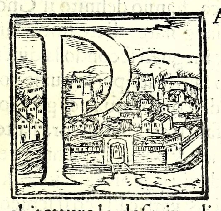 An illustration from Dialogo della descrittione teorica et pratica de gli horologi solari, di Gio: Batt. Vimercato milanese : nella prima parte del quale si dimostrano le vere ragioni di fabricar gli horologi solari à qualunque altezza di polo si voglia, con l'hore comuni & peregrine, cioè l'astronomiche dal mezo giorno, le italiane dal tramontar del sole, le boemiche dal leuar del sole, & l'antiche dette planetarie : co i segni celesti & mesi dell'anno, per ragione speculatiua & del compasso : et nella seconda in qual modo per nuoua pratica si possano sopra di essa speculatiua cauar le sudette ragioni, cõ l'ombre de gli stili da i raggi del sole fatte per qual si voglia superficie retta ò piana, sì mobile quanto immobile, con gran prestezza & facilità, che sarãno giuste, vere & probabili : con dve tavole, vna de capitoli, l'altra delle cose piv notabili, 1565, leaf 13