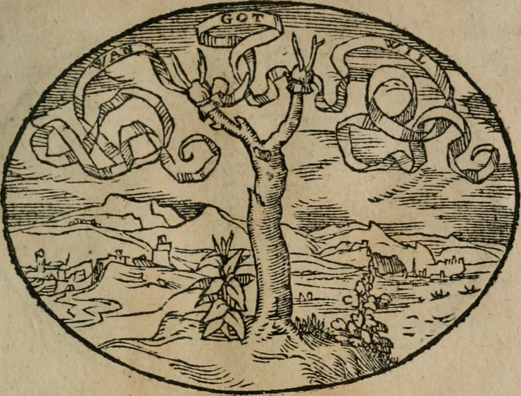 An illustration from Dialogo dell'imprese militari et amorose, 1574, leaf 162