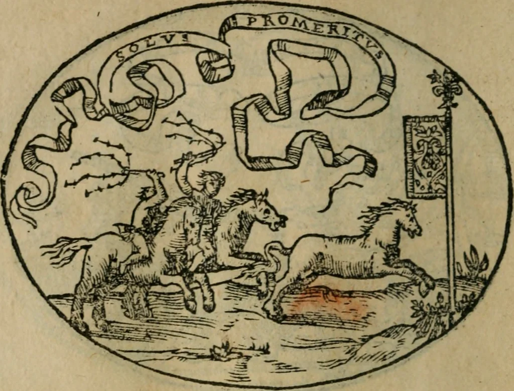 An illustration from Dialogo dell'imprese militari et amorose, 1574, leaf 195