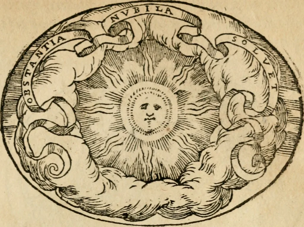 An illustration from Dialogo dell'imprese militari et amorose di Monsignor Giouio, vescouo di Nocera : et del S. Gabriel Symeoni fiorentino : con vn ragionamento di M. Lodouico Domenichi, nel medesimo soggetto : con la tauola, 1574, leaf 106