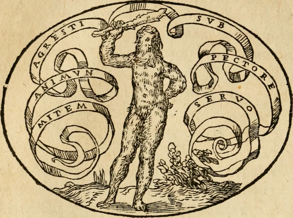An illustration from Dialogo dell'imprese militari et amorose di Monsignor Giouio, vescouo di Nocera : et del S. Gabriel Symeoni fiorentino : con vn ragionamento di M. Lodouico Domenichi, nel medesimo soggetto : con la tauola, 1574, leaf 107