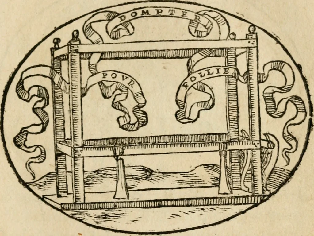 An illustration from Dialogo dell'imprese militari et amorose di Monsignor Giouio, vescouo di Nocera : et del S. Gabriel Symeoni fiorentino : con vn ragionamento di M. Lodouico Domenichi, nel medesimo soggetto : con la tauola, 1574, leaf 108