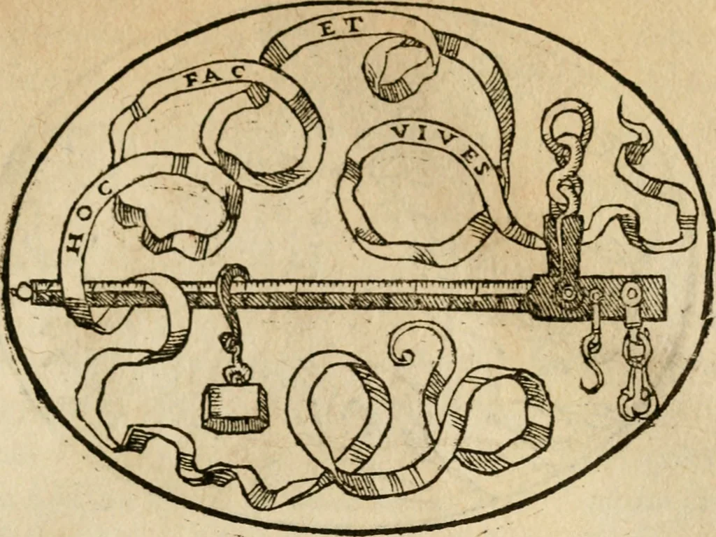 An illustration from Dialogo dell'imprese militari et amorose di Monsignor Giouio, vescouo di Nocera : et del S. Gabriel Symeoni fiorentino : con vn ragionamento di M. Lodouico Domenichi, nel medesimo soggetto : con la tauola, 1574, leaf 114