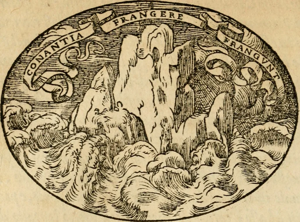 An illustration from Dialogo dell'imprese militari et amorose di Monsignor Giouio, vescouo di Nocera : et del S. Gabriel Symeoni fiorentino : con vn ragionamento di M. Lodouico Domenichi, nel medesimo soggetto : con la tauola, 1574, leaf 117