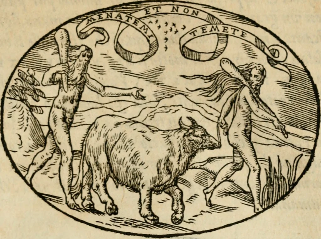 An illustration from Dialogo dell'imprese militari et amorose di Monsignor Giouio, vescouo di Nocera : et del S. Gabriel Symeoni fiorentino : con vn ragionamento di M. Lodouico Domenichi, nel medesimo soggetto : con la tauola, 1574, leaf 132