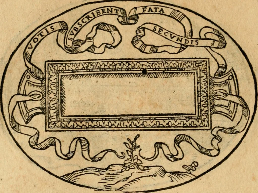 An illustration from Dialogo dell'imprese militari et amorose di Monsignor Giouio, vescouo di Nocera : et del S. Gabriel Symeoni fiorentino : con vn ragionamento di M. Lodouico Domenichi, nel medesimo soggetto : con la tauola, 1574, leaf 141