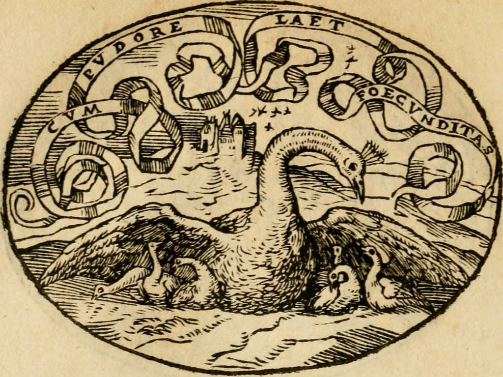 An illustration from Dialogo dell'imprese militari et amorose di Monsignor Giouio, vescouo di Nocera : et del S. Gabriel Symeoni fiorentino : con vn ragionamento di M. Lodouico Domenichi, nel medesimo soggetto : con la tauola, 1574, leaf 155